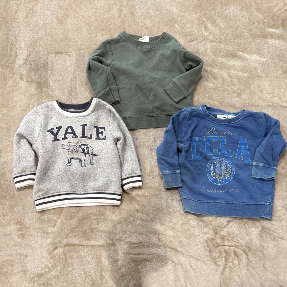 Cotton On Kids Sweatshirt Trio - Green, Gray, Blue